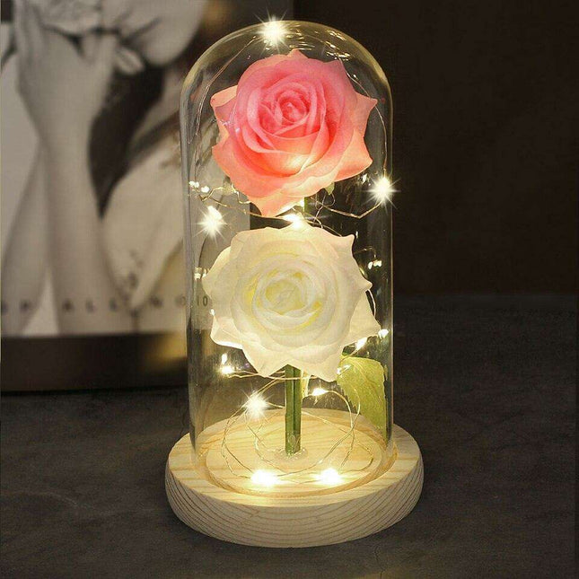 Everlasting Love: Enchanted Rose Display in Heart-Shaped Glass Dome - Luxurious Gift for Memorable Occasions