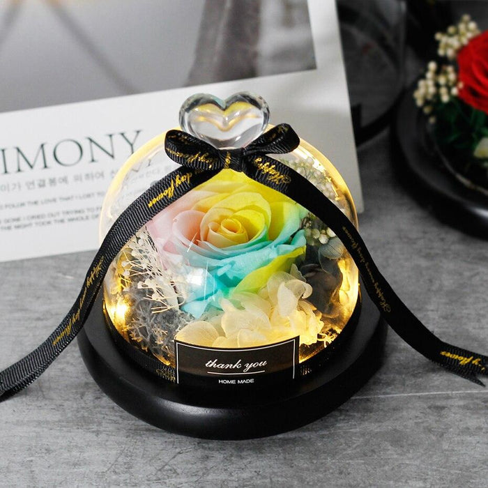 Luxurious Glass Rose Dome Lamp - Elegant Gift for Valentine's Day