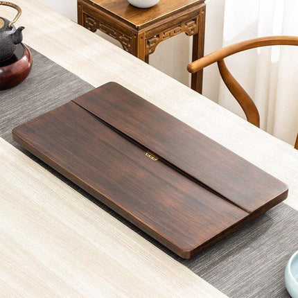 Elegant Dual-Purpose Wooden Tea Tray and Display Table for Discerning Tea Enthusiasts