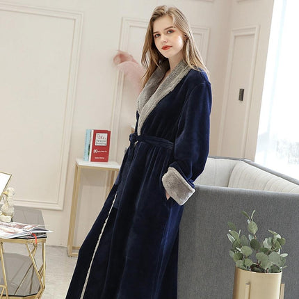 Plush Kimono Bathrobe with Elegant Fur Accents - Embrace Ultimate Comfort and Chic Style