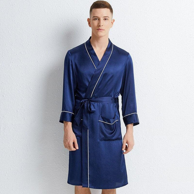 Silken Serenity Kimono Nightgown: Luxe Sleepwear for the Modern Groom