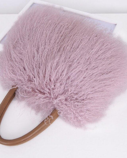 Opulent Wool & Fur Handbags: Exquisite Blend of Mongolian, Australian, and Tibet Lamb Textures