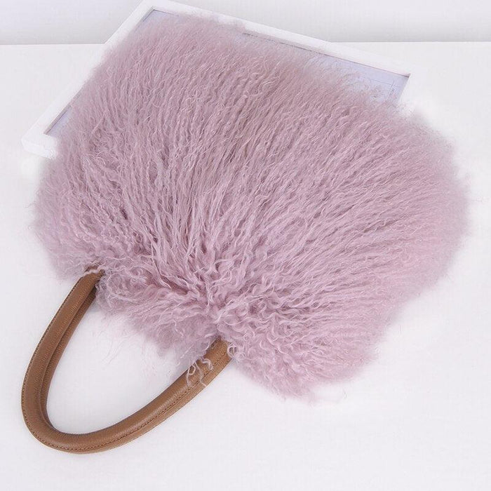 Opulent Wool & Fur Handbags: Exquisite Blend of Mongolian, Australian, and Tibet Lamb Textures