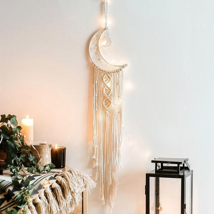 Moonlit Dreams Macrame Wall Hanging - Handcrafted Eco-Conscious Bohemian Decor