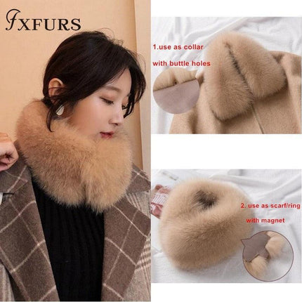 Luxurious Faux Fox Fur Collar Scarf with Magnetic Closure - Stylish Winter Accessory for Women