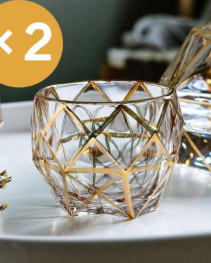 Lavish Gold Crystal Drinkware Collection - Elegant Glassware for Wine, Whiskey, Cocktails, and Beer