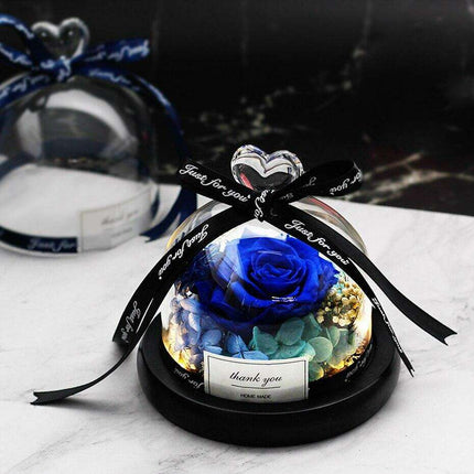 Timeless Elegance: Illuminated Red Roses in Glass Dome