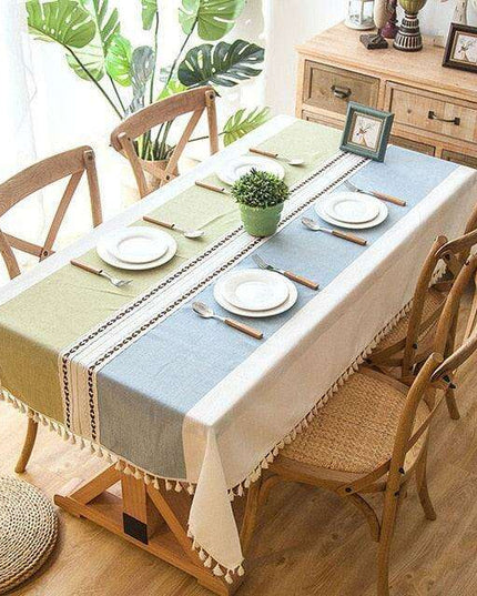 Chic Tassel-Trimmed Premium Linen Table Cover