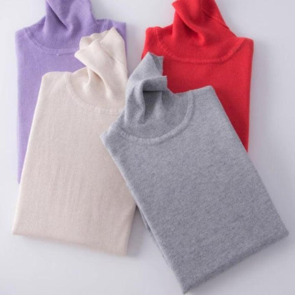 Sophisticated Winter Charm: Premium Cashmere & Wool Turtleneck Pullover for Women | Elegant Knit Sweater