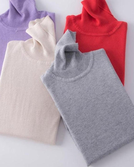 Sophisticated Winter Charm: Premium Cashmere & Wool Turtleneck Pullover for Women | Elegant Knit Sweater