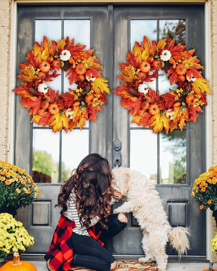 Autumn Harvest Pumpkin Wreath - Charming Seasonal Door Decor