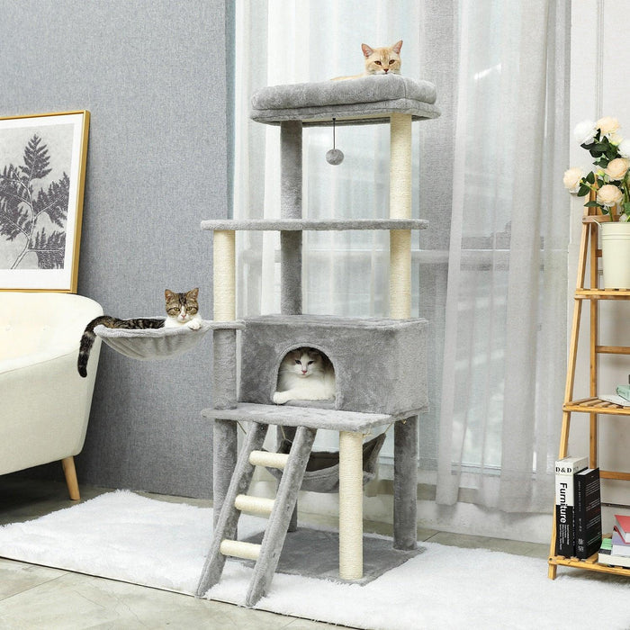 Luxury Cat Haven: Premium Multi-Level Kitty Tower with Plush Beds and Sturdy Scratching Posts