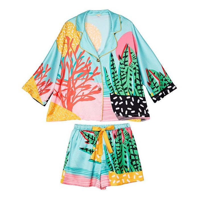 Handcrafted Tropical Flora Pajama Set
