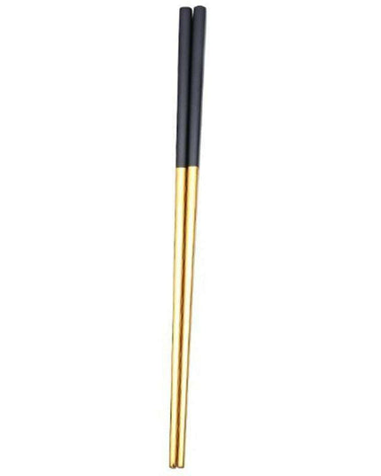 Elegant Black and Gold Stainless Steel Chopsticks Set - Sustainable Dining Must-Have