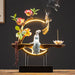 Ceramic Backflow Incense Burner: Handcrafted with Flower Design and Wooden Bracelet
