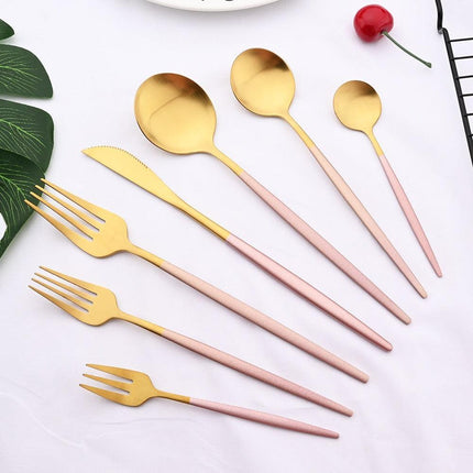 Elegant Matte Black and Gold 36-Piece Stainless Steel Cutlery Collection