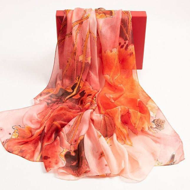 Elegant Silk Chiffon Scarf - Timeless Sophistication for Women