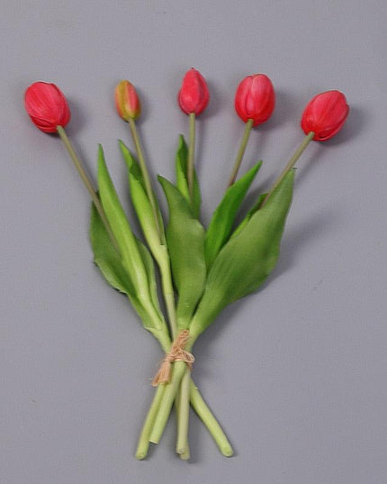 Elegant Real Touch Silicone Tulip Bouquet - 5pcs Faux Flower Arrangement for Weddings & Home Décor