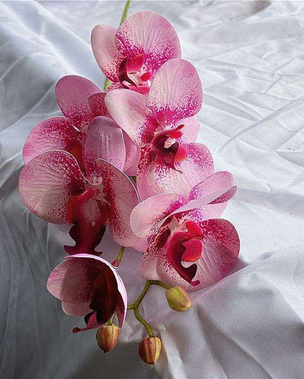 Sophisticated Elegance: Lifelike Faux Orchid Stem for Timeless Home Decor