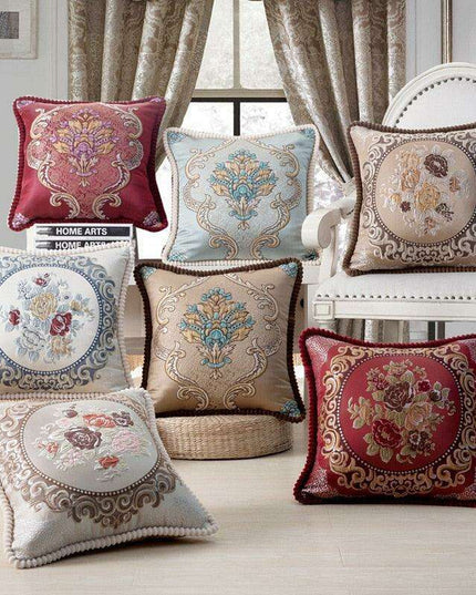 Elegant Handmade Beaded Jacquard Pillow Cover - Stylish Home Decor Accent 48x48cm