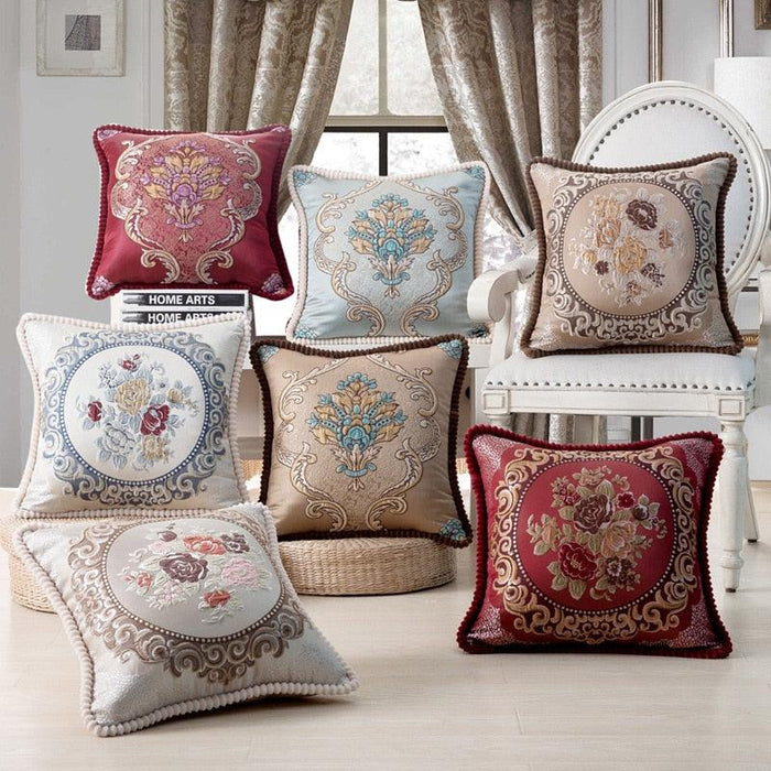 Elegant Handcrafted Beaded Jacquard Pillow Cover - Premium Home Decor Accent 48x48cm