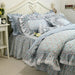 Elegant Lace-Trimmed Plaid Cotton Bed Linen Set