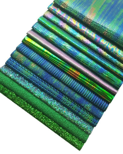 Lustrous Green Glitter Snake Skin Faux Leather Bow Crafting Kit