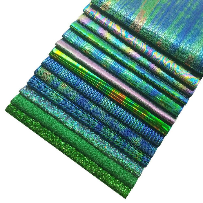 Lustrous Green Glitter Snake Skin Faux Leather Bow Crafting Kit