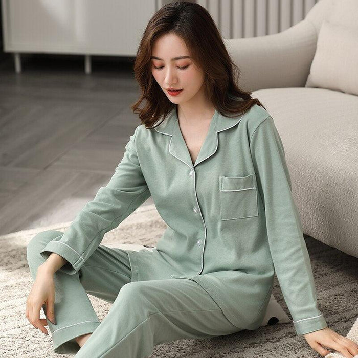 Women 100% Cotton Pajamas Spring Green Sleepwear