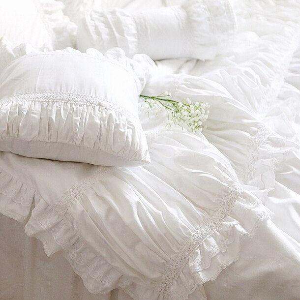 Luxury Botanica Handcrafted Lace Bedding Set - Premium 100% Cotton with Tailored Size Choice