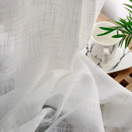 Elegant Sheer White Cross Pattern Curtain Set for Contemporary Home Decor