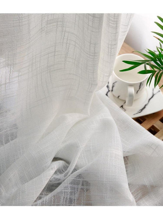Stylish White Cross Textured Sheer Curtain for Elegant Home Decor