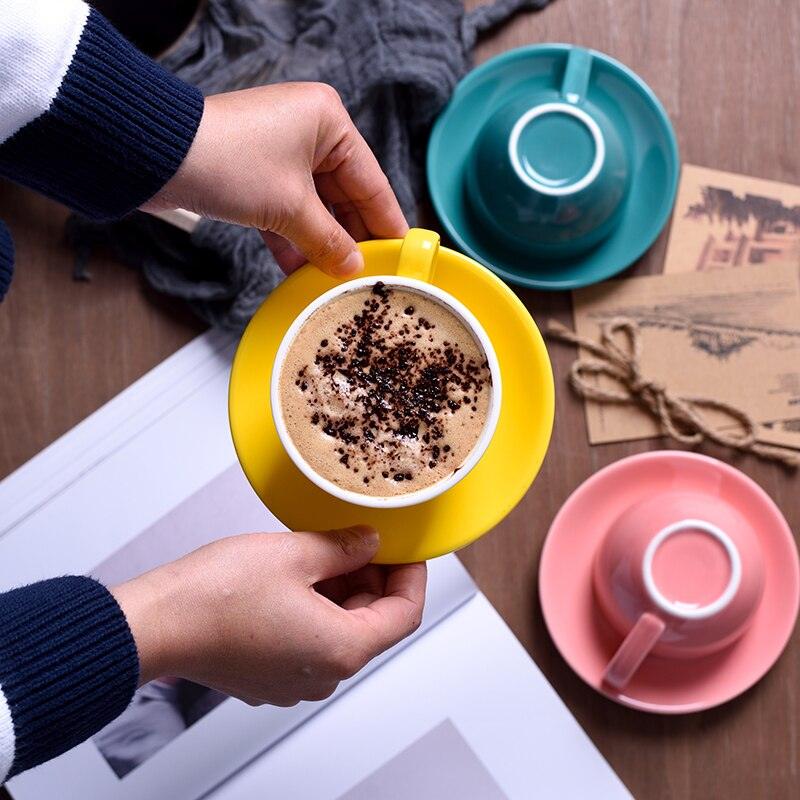Simple European Style Ceramic Cappuccino Espresso Coffee Cup Set - 220ml - Très Elite