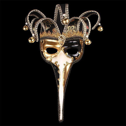 Men's Jingle Bell Venetian Masquerade Mask - Elegant Party Costume Accessory