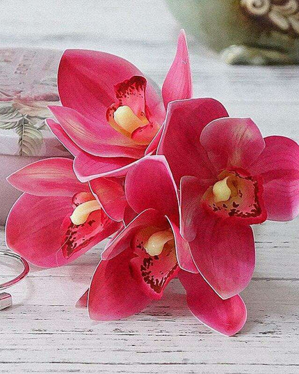 Elegant White Orchid Bridal Floral Set - 4-Piece Realistic Silk and Latex Arrangement