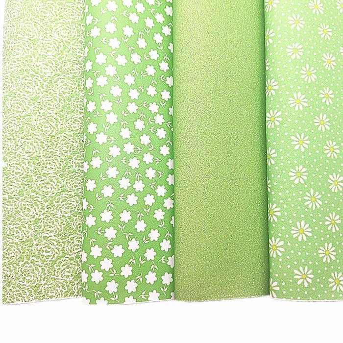 Rose and Daisy Glitter Faux Leather Crafting Sheets - Botanical Beauty - Model KM1082