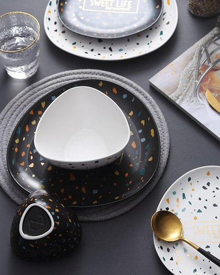 Chic Nordic Ceramic Plates with Unique Dot Design for a Stylish Dining Experience