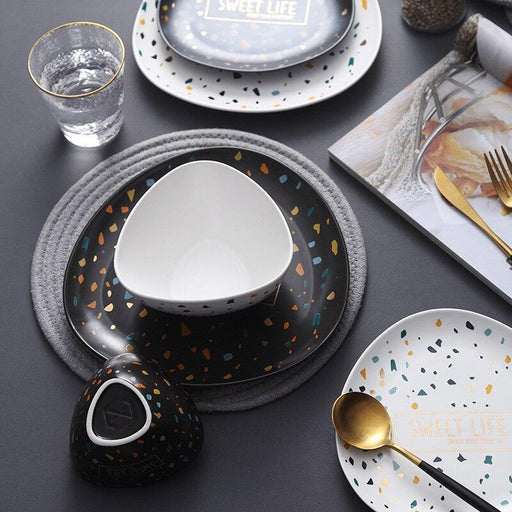 Elevate Your Dining with Stylish Nordic Ceramic Plate featuring Irregular Dot Design