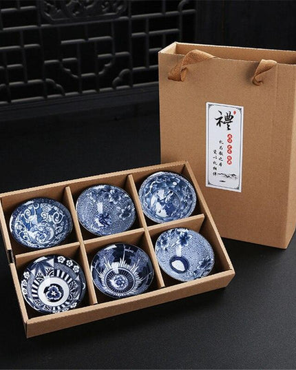 Sophisticated Blue and White Vintage Chinese Porcelain Tea Cup Collection for Puer Tea Lovers