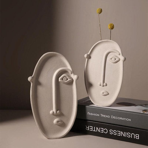 Modern Nordic Charm Ceramic Vase with Unique Face Mask Design