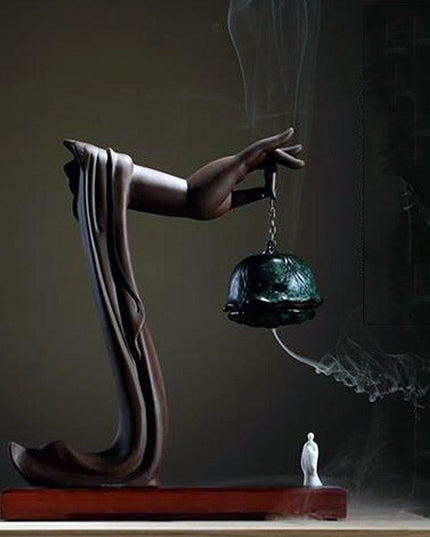 Serene Buddha Hand Ceramic Backflow Incense Holder for Tranquil Spaces