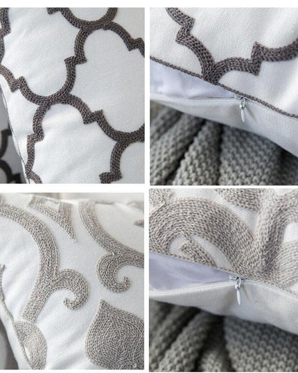 Chic Gray Embroidered Cotton Pillow Sham for Stylish Home Accents