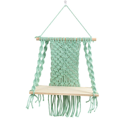 Bohemian Macrame Storage Shelf with Elegant Tassels - Handcrafted Decor for Stylish Spaces