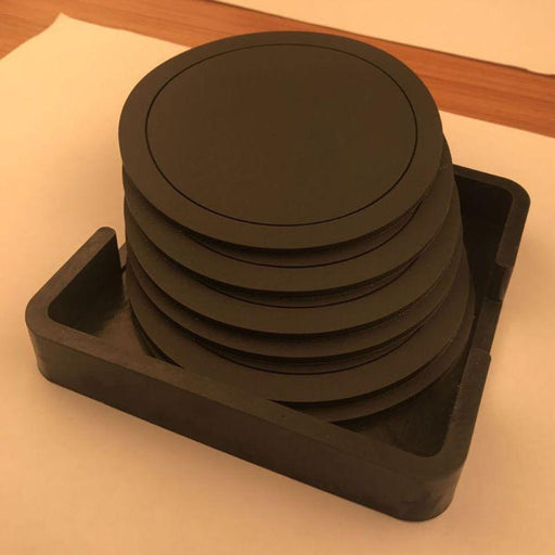 Sophisticated 7-Piece Black Silicone Coaster Set for Elegant Beverage Enjoyment