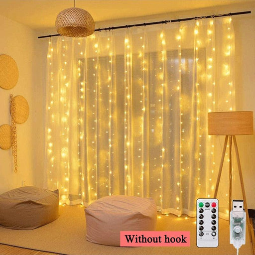 3m Curtain String Light Garland with 100/200/300 LEDs for Wedding, Party, Ramadan, Easter, Home Decorations-0-Très Elite-Warm White No Hook-3MX1M 100LED-Très Elite