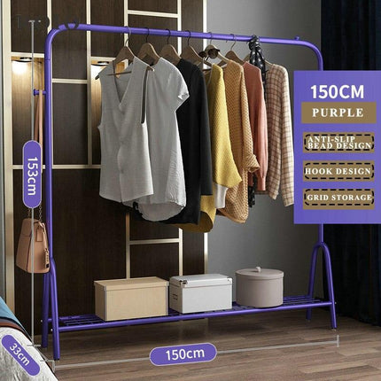 Elegant Rose-Gold Single-Pole Garment Stand and Storage Solution