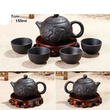 Elegant Yixing Dragon Purple Clay Tea Set - A Tribute to Traditional Kung Fu Tea Craftsmanship