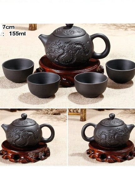 Elegant Yixing Dragon Purple Clay Tea Set - A Tribute to Traditional Kung Fu Tea Craftsmanship