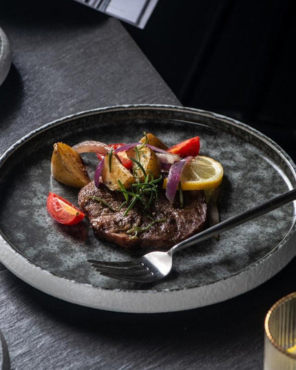 Elegant Ice Cracked Glaze Ceramic Plate Collection – Perfect for Luxurious Dining Experiences