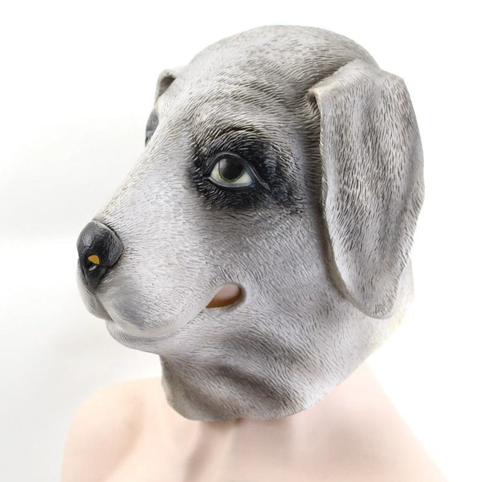 PVC Halloween Mask - Gray Dog Head Horror Mask for Adults